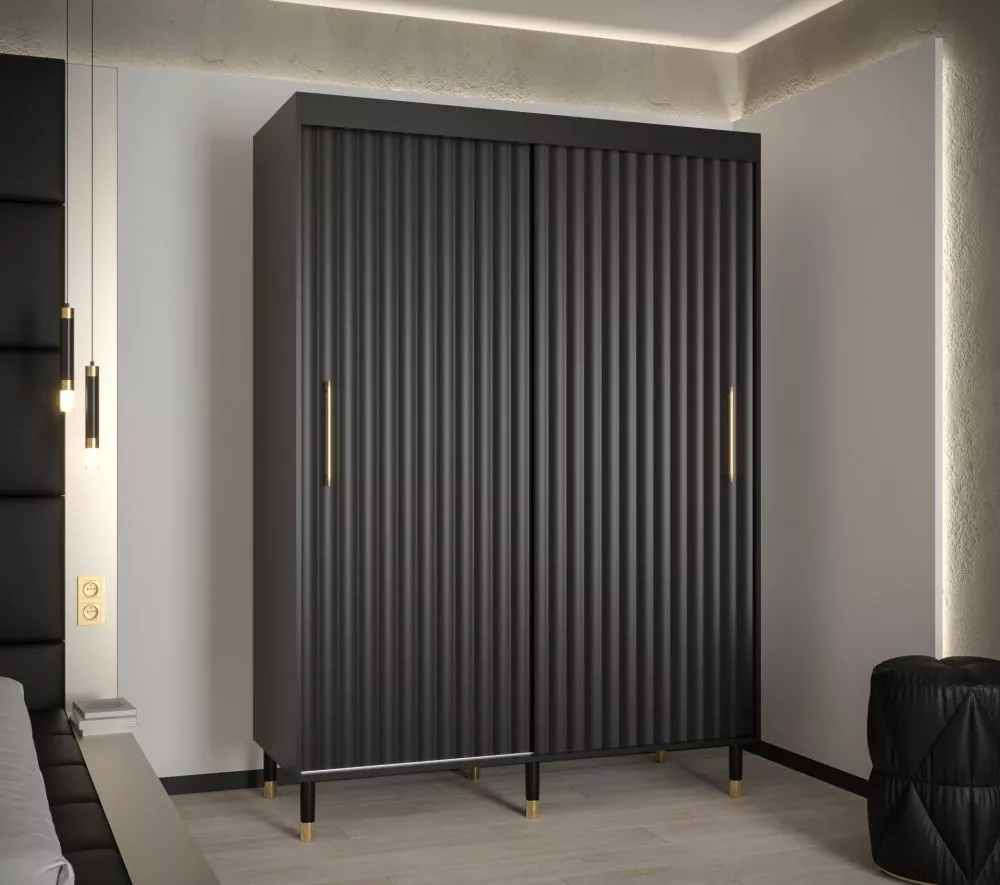 Skapis Calipso Wave 1 · Melns · 150 × 62 × 208 cm