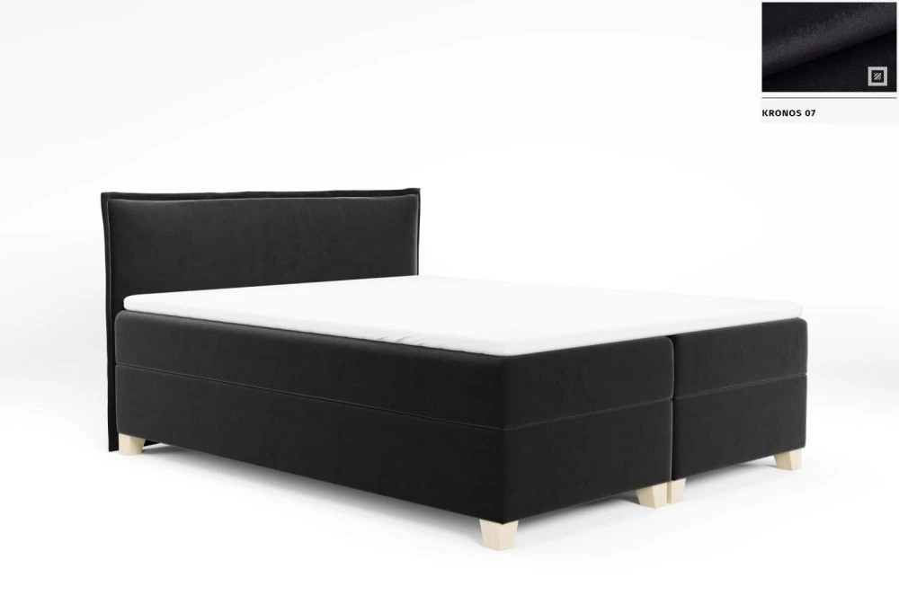 Gulta Frendzel Boxspring Standard Guļamvietas platums: 160 cm, Guļamvietas garums: 200 cm, · Melns · 163 × 206 × 103 cm