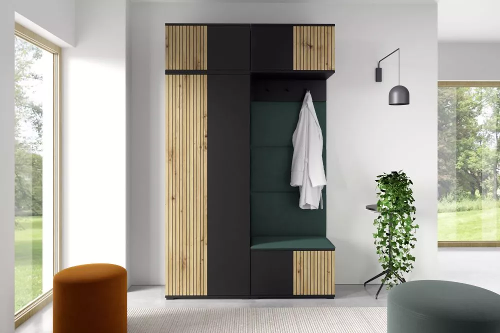 Apavu plaukts Ross 3 Trinity Korpusa krāsa: melns + ozols artisan, · 140 × 225 × 40 cm