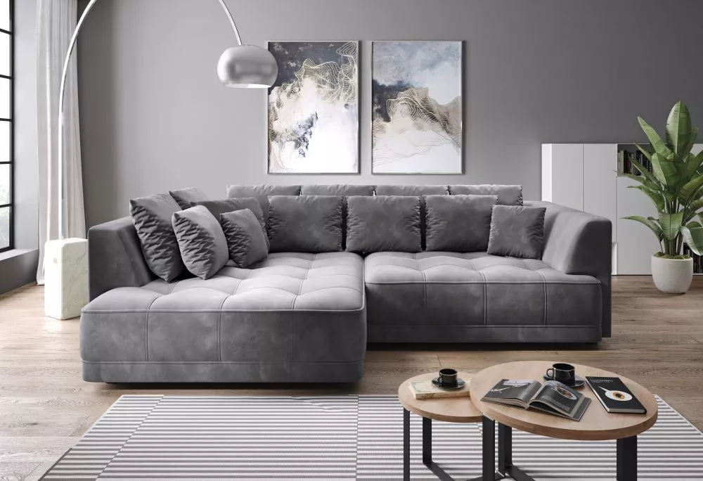 Dīvāns Tiga Premium Standard · Pelēks · 207 × 286 × 77 cm