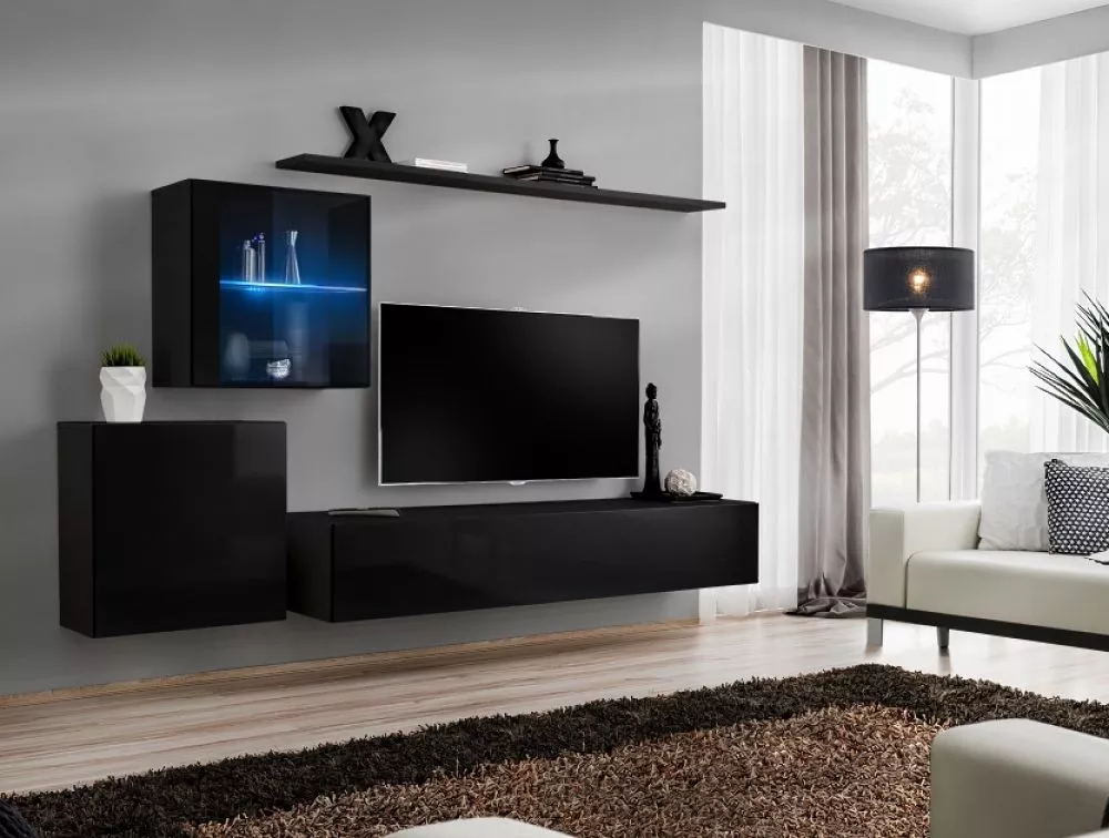 Sekcija Switch 15 · Melna · 250 × 40 × 150 cm