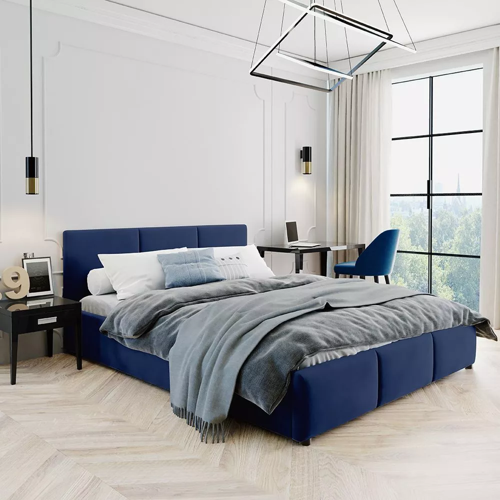 Gulta Nela Standard ar stelāžu Guļamvietas platums: 140 cm, Guļamvietas garums: 200 cm, · Zils · 150 × 218 × 82 cm
