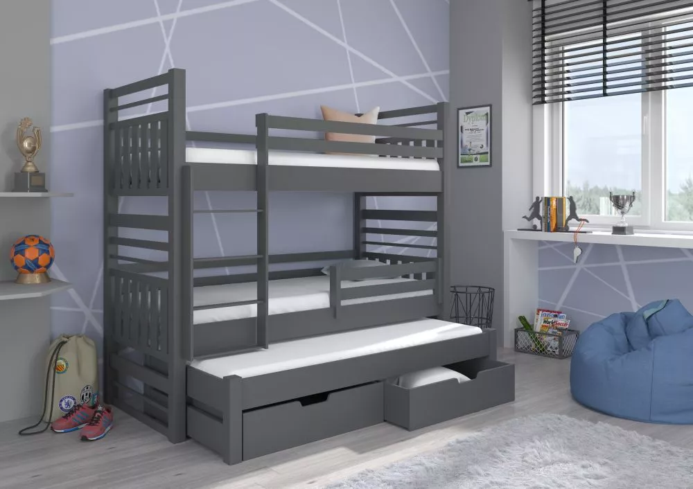 Bērnu gulta Hipolit ar stelāžām Kāpņu puse: Pa labi, Guļamvietas platums: 80 cm, Guļamvietas garums: 180 cm, · 87 × 190 