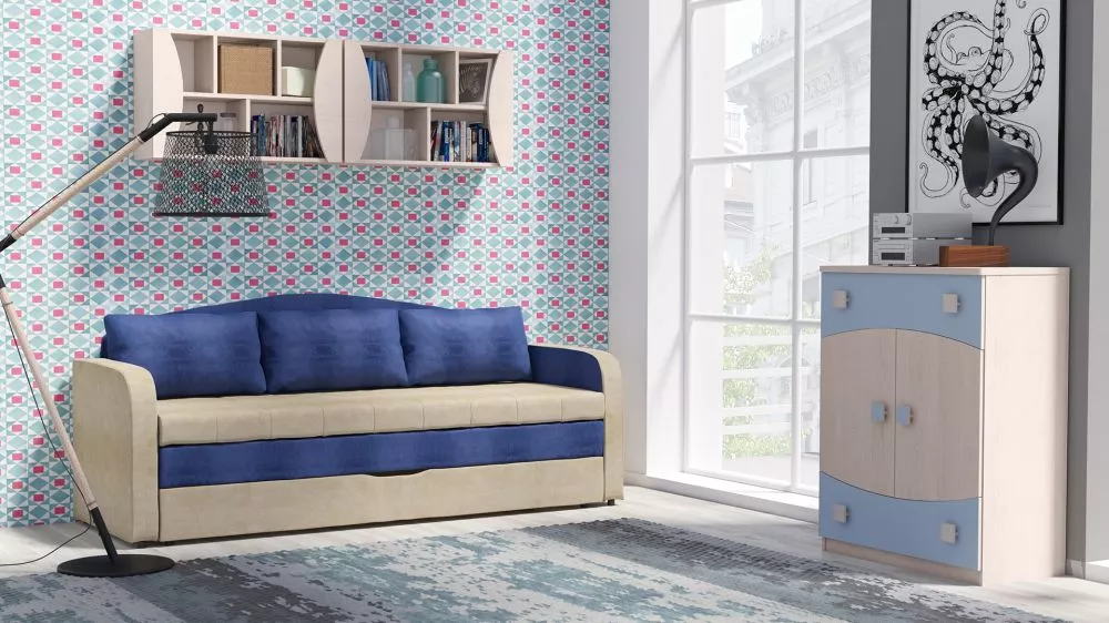 Dīvāns Tenus Sofa Standard · Bēšs + zils · 76 × 208 × 86 cm