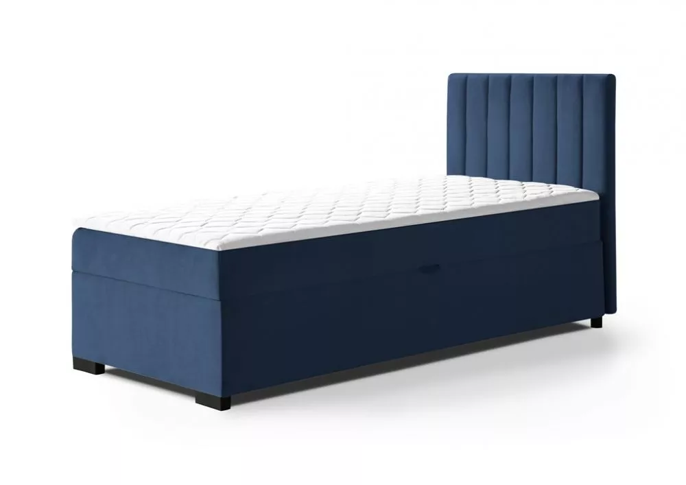 Gulta Eryk 90x200 Boxspring Standard Guļamvietas platums: 90 cm, Guļamvietas garums: 200 cm, · Zila · 94 × 207 × 105 cm