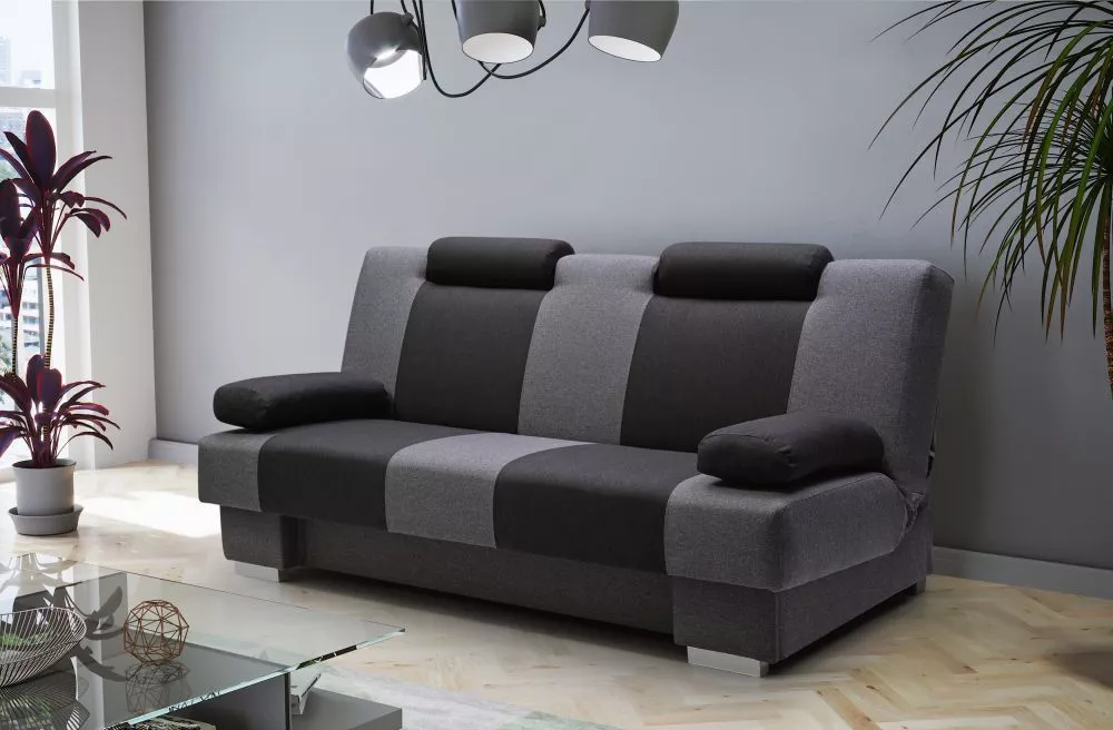 Dīvāns Antonio Classic Standard · Melns + pelēks · 91 × 204 × 91 cm