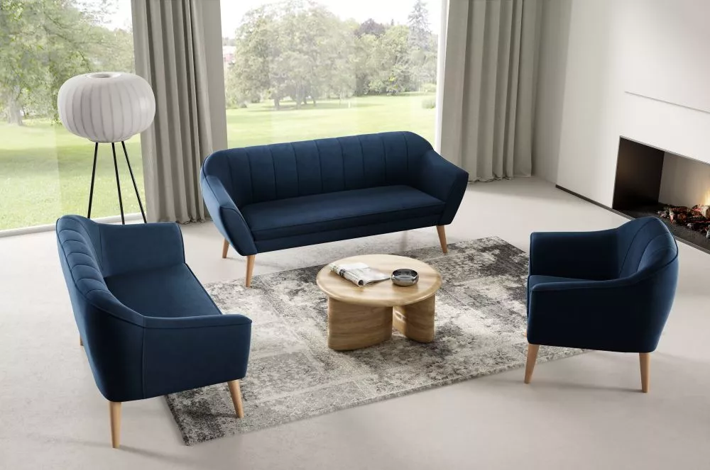 Komplekts Carlos 2S+2S+1S standard · Zils · 74 × 140 × 75 cm