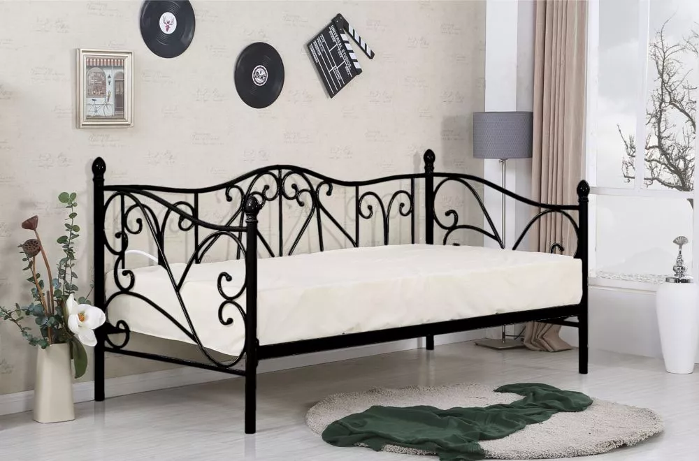 Gulta Sumatra 90x200 ar stelāžu Guļamvietas platums: 90 cm, Guļamvietas garums: 200 cm, · Melns · 99 × 210 × 89 cm