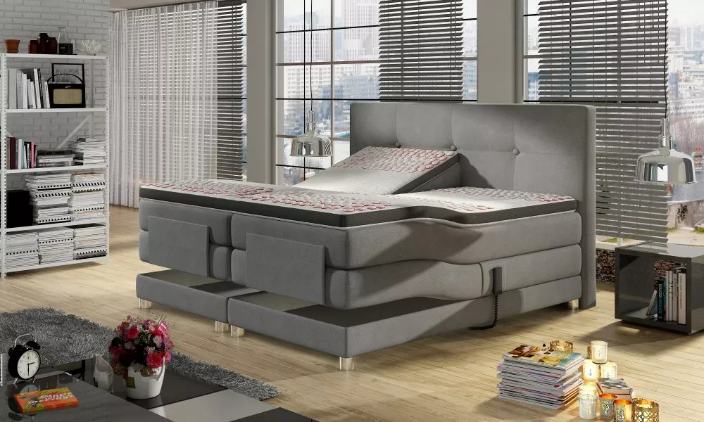 Gulta Mario Electric hard-top Boxspring Standard Guļamvietas platums: 180 cm, Guļamvietas garums: 200 cm, · Pelēks · 197