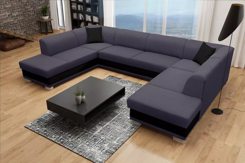Dīvāns Darco U Standard · Tumši pelēks + melns · 220 × 340 × 80 cm
