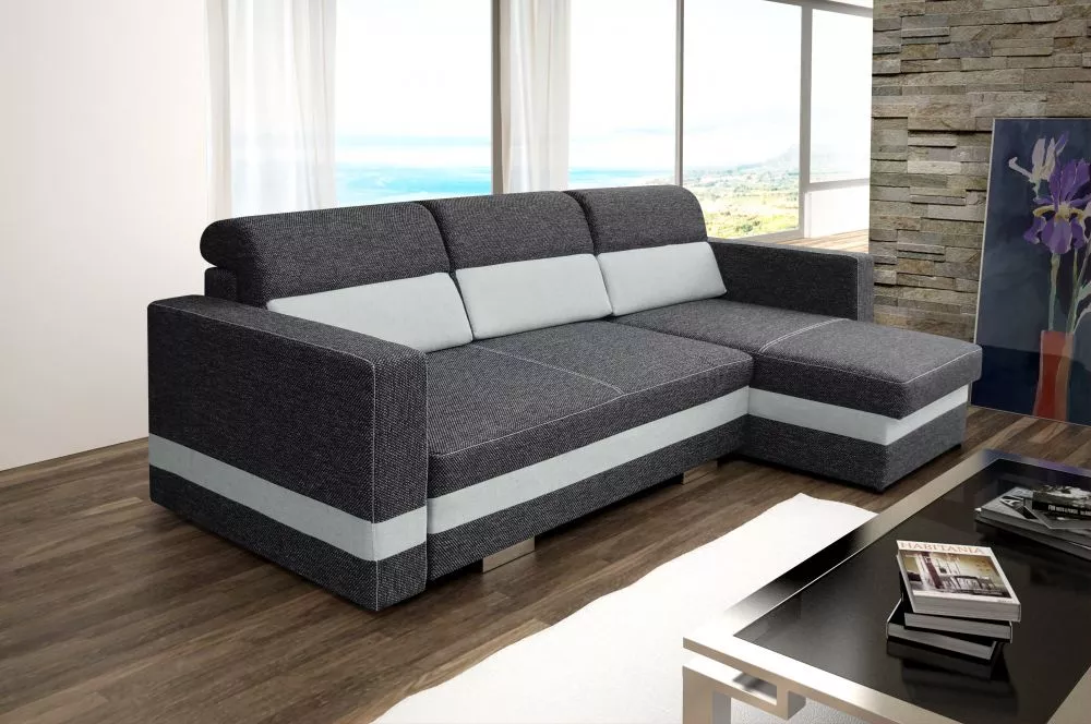 Dīvāns R-mini Standard · Tumši pelēks + pelēks · 146 × 236 × 91 cm