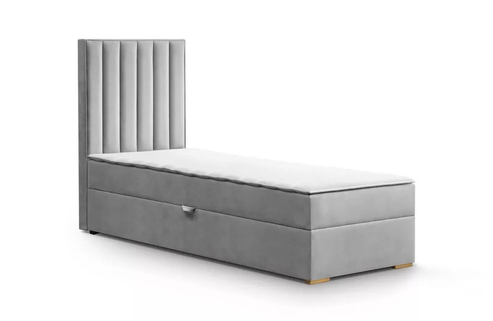 Gulta Malaga 90x200 Standard Guļamvietas platums: 90 cm, Guļamvietas garums: 200 cm, · Gaiši pelēks · 90 × 210 × 140 cm