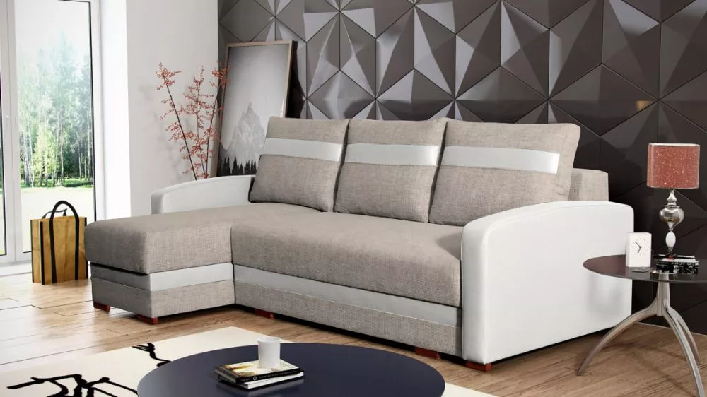 Dīvāns Aspen Standard · Bēšs + balts · 144 × 224 × 92 cm