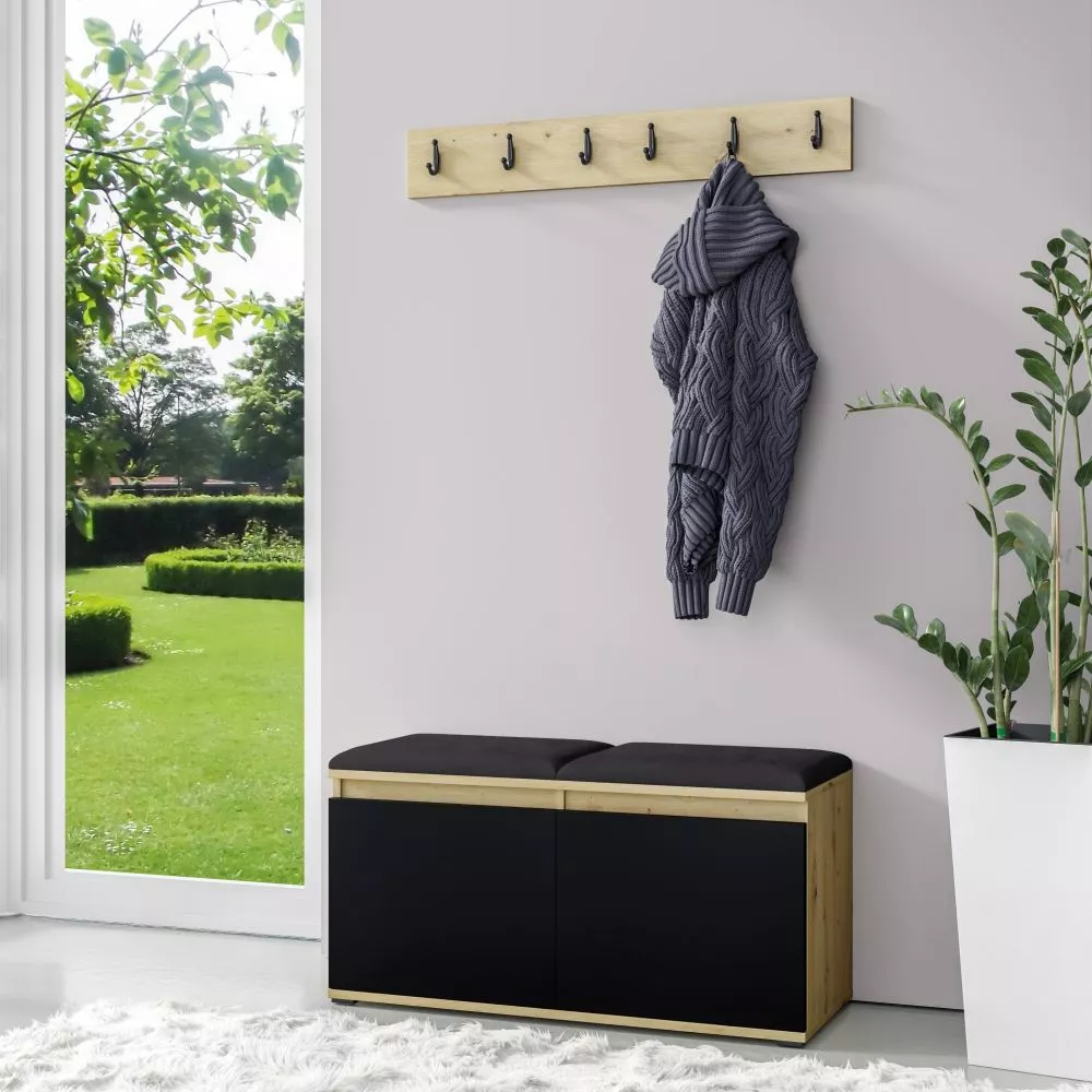 Apavu plaukts Emi 5 Trinity Korpusa krāsa: ozols artisan + melns, · 100 × 40 cm