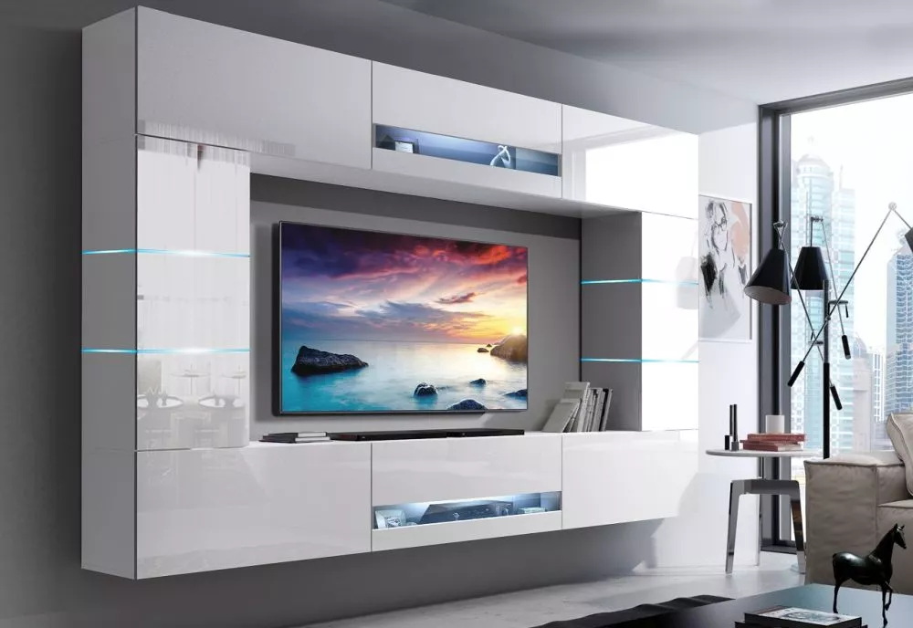 Sekcija Concept 63 ar LED · Balts · 273 × 35 × 184 cm