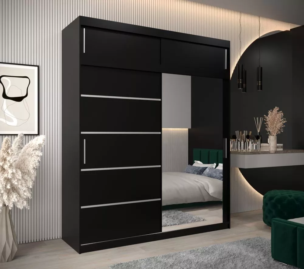 Skapis Verona 2 Premium · Melns · 200 × 62 × 240 cm