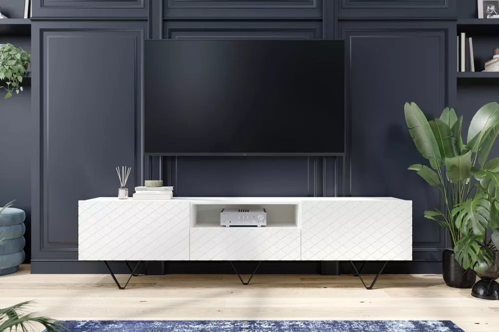 TV tumba Scalia RTV 190 2K1SZ Black · Balts · 190 × 42 × 51 cm