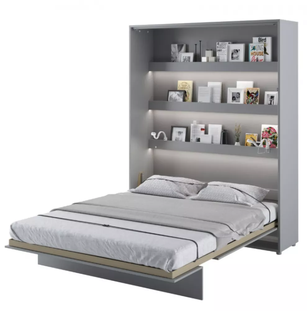 Gulta Basic Concept LED ar stelāžu Guļamvietas platums: 160 cm, Guļamvietas garums: 200 cm, stelāžas tips: koka, · Pelēk