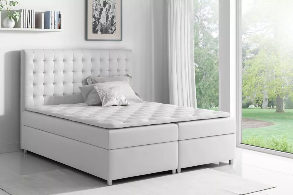 Gulta Asti Boxspring Classic Standard Guļamvietas platums: 120 cm, Guļamvietas garums: 200 cm, · Balts · 120 × 213 × 130