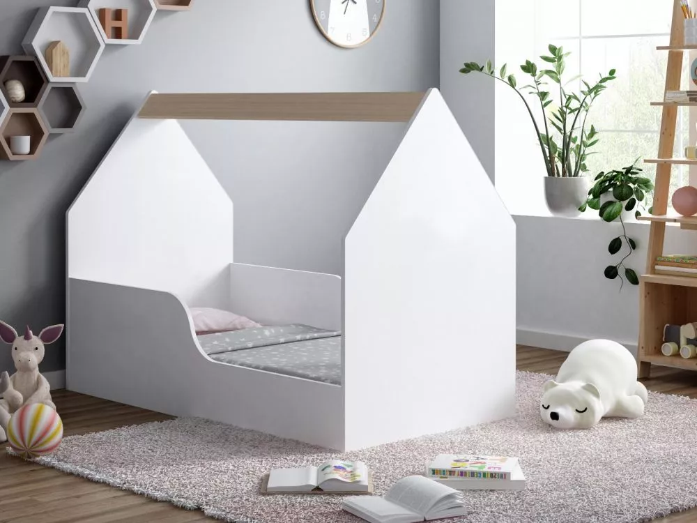 Bērnu gulta House 2 ar stelāžu Guļamvietas platums: 80 cm, Guļamvietas garums: 160 cm, · 80 × 164 × 106 cm