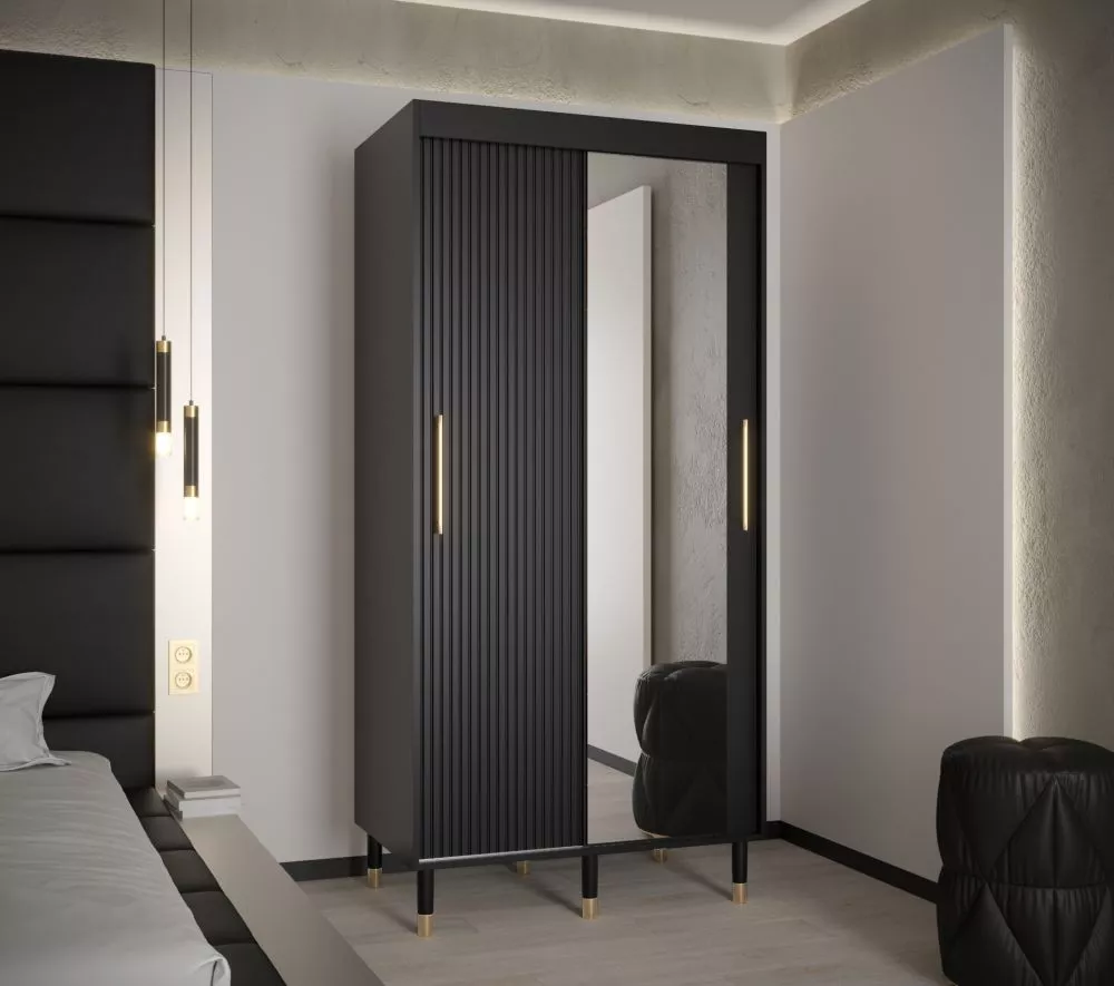 Skapis Calipso Slim 2 · Melns · 100 × 62 × 208 cm