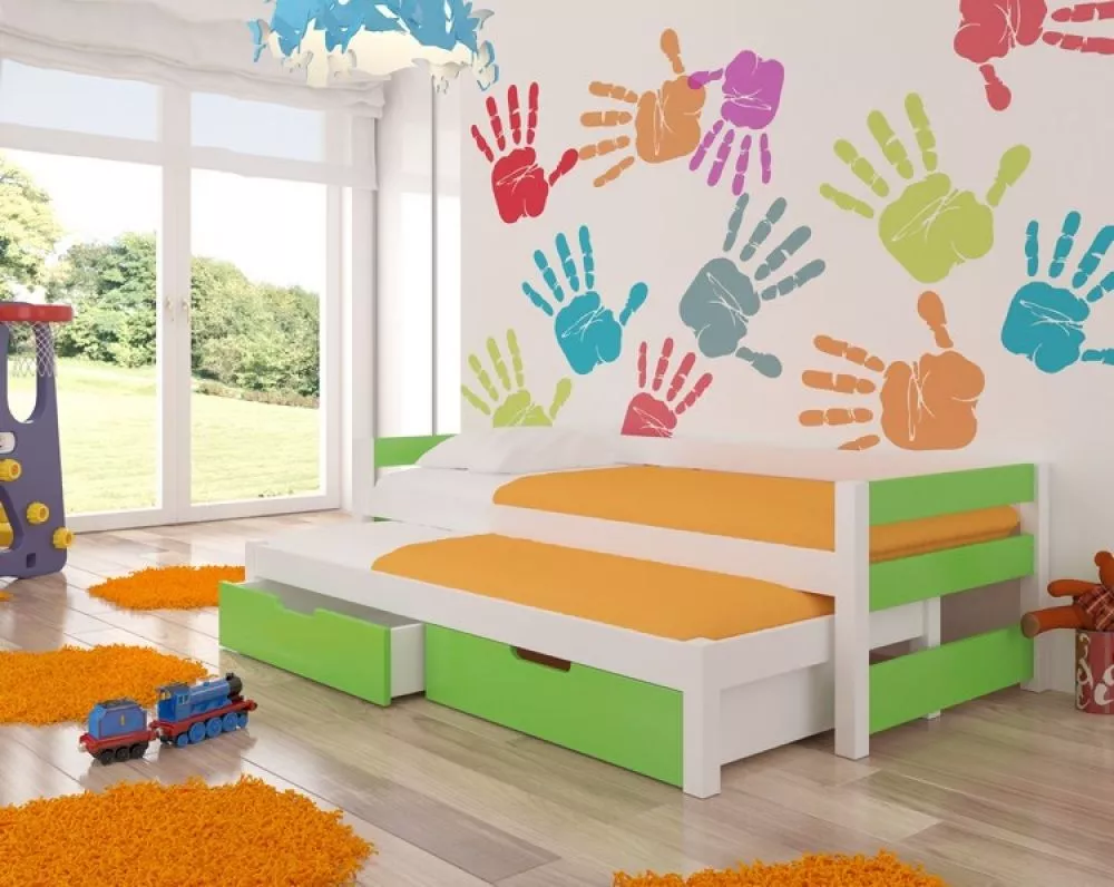 Bērnu gulta Fraga ar stelāžām Guļamvietas platums: 90 cm, Guļamvietas garums: 200 cm, · 97 × 206 × 65 cm