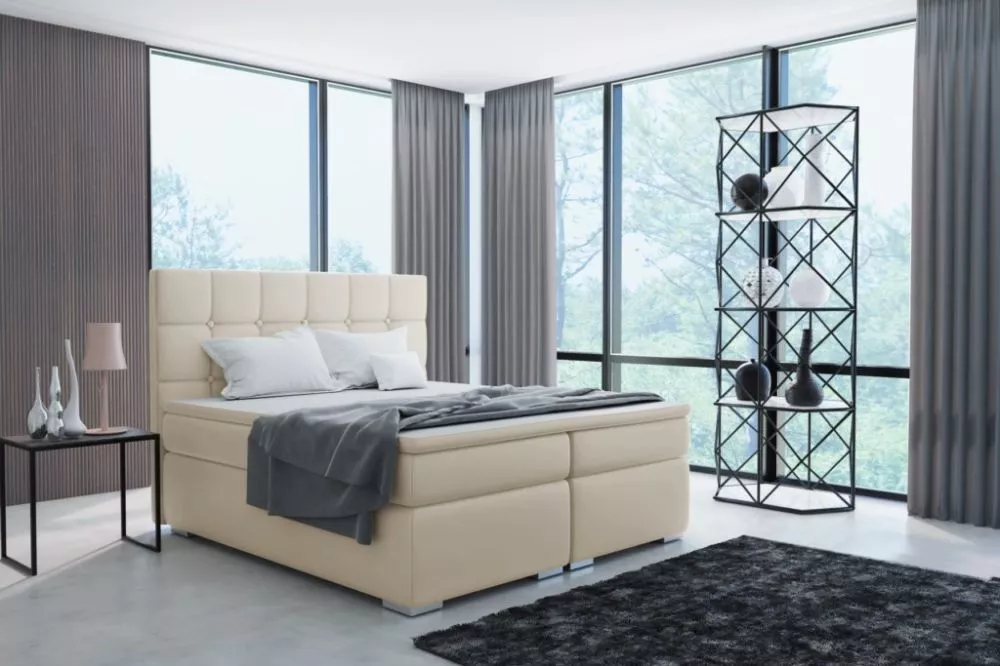 Gulta Tora Boxspring Standard Guļamvietas platums: 160 cm, Guļamvietas garums: 200 cm, · Krēma · 170 × 206 × 120 cm
