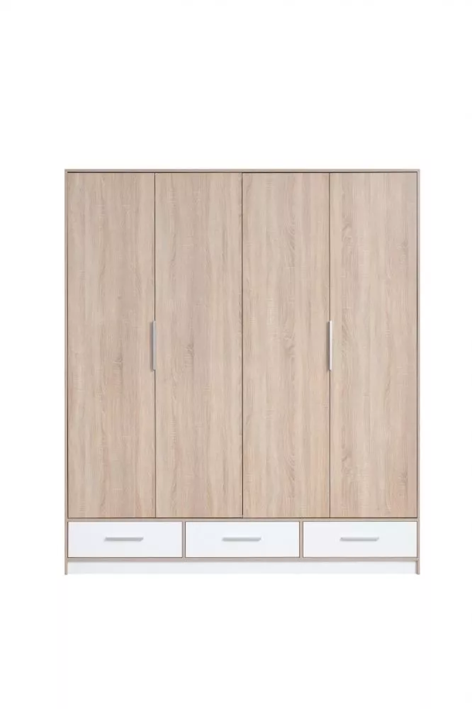 Skapis Isko IS1 · Sonoma + balts spīdums · 204 × 60 × 230 cm