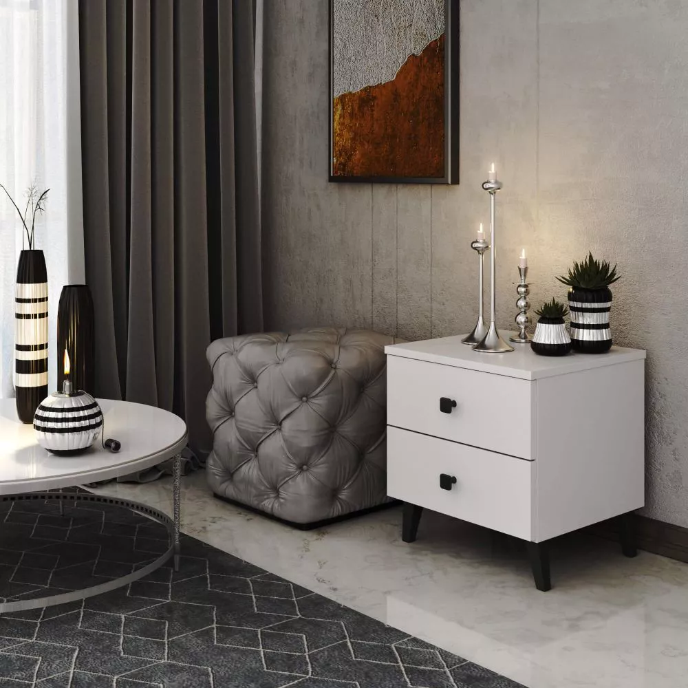 Naktsgaldiņš Mobi SN 2S · Balts · 40 × 37 × 43 cm