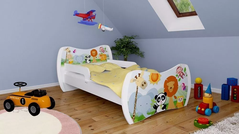 Bērnu gulta Dream L01 140x70 DM03 ar stelāžu Guļamvietas platums: 70 cm, Guļamvietas garums: 140 cm, · 94 × 144 × 71 cm