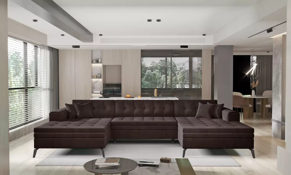 Dīvāns Vertizo Premium standard · Tumši brūns · 170 × 350 × 93 cm