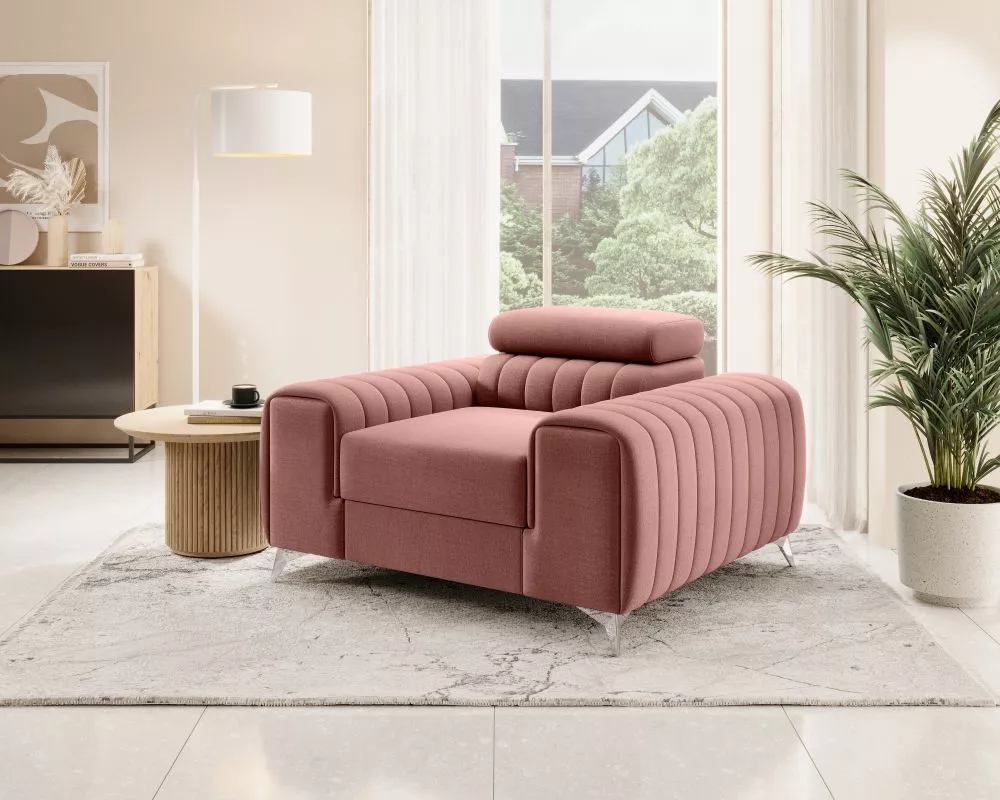 Mīksts krēsls Laurence 1S Premium Standard Sēdvietas dziļums: 55 cm, · Rozā · 125 × 97 × 75 cm