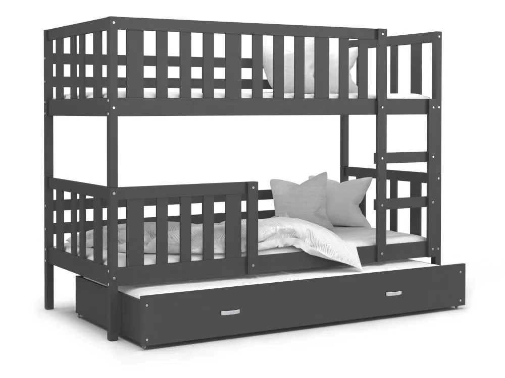 Bērnu gulta Nemo 3 MDF 80x190 ar stelāžām Guļamvietas platums: 80 cm, Guļamvietas garums: 190 cm, · 86 × 198 × 158 cm