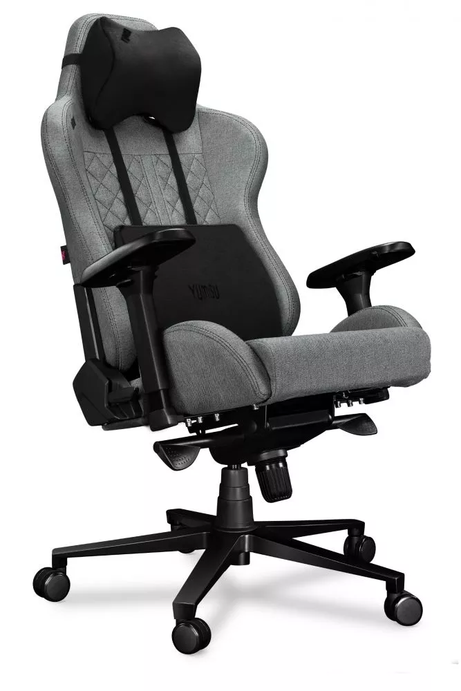 Datorkrēsls Yumisu 2050 Korpusa krāsa: gaiši pelēks, Elementu krāsa: melns, Sēdvietas platums: 39 cm, · 70 × 70 × 133 cm