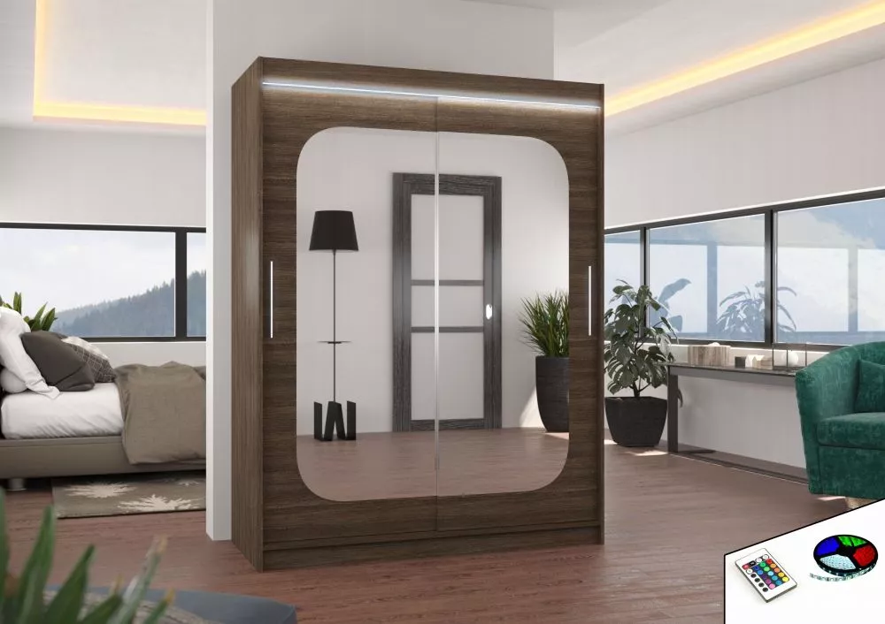 Skapis Clever Classic ar LED · Šokolādes · 150 × 58 × 200 cm