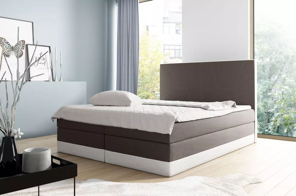 Gulta Enzo Boxspring Premium Standard Guļamvietas platums: 140 cm, Korpusa krāsa: tumši brūns, Guļamvietas garums: 200 c