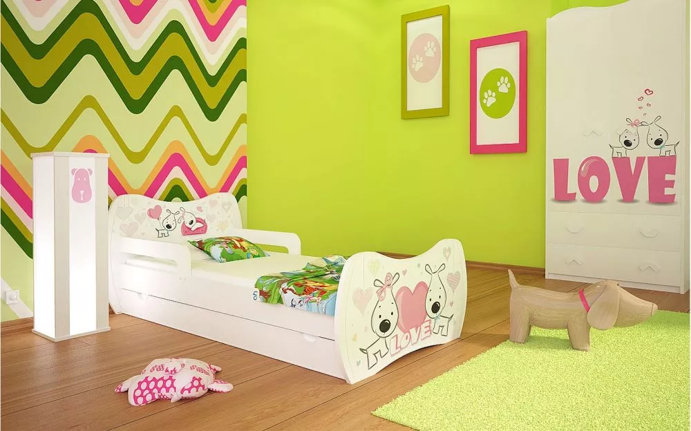 Bērnu gulta Dream L02 140x70 DM01 ar stelāžu Guļamvietas platums: 70 cm, Guļamvietas garums: 140 cm, · 94 × 144 × 71 cm