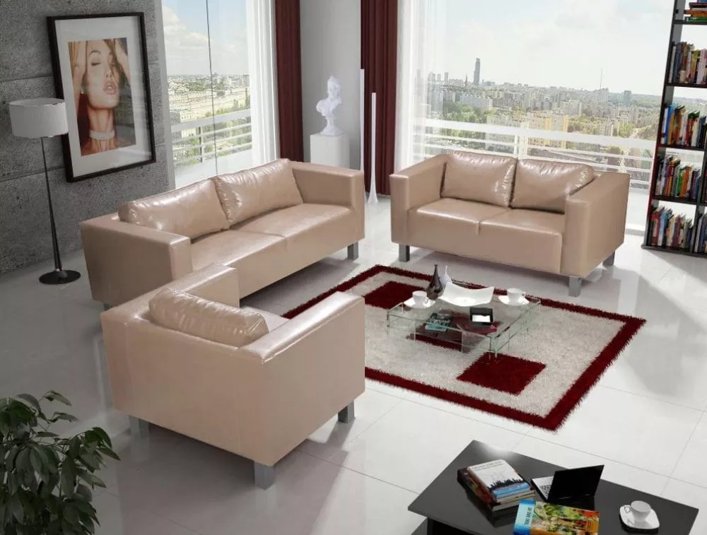 Komplekts Valentino 3+2+1 Standard · Bēšs · 75 × 183 × 77 cm