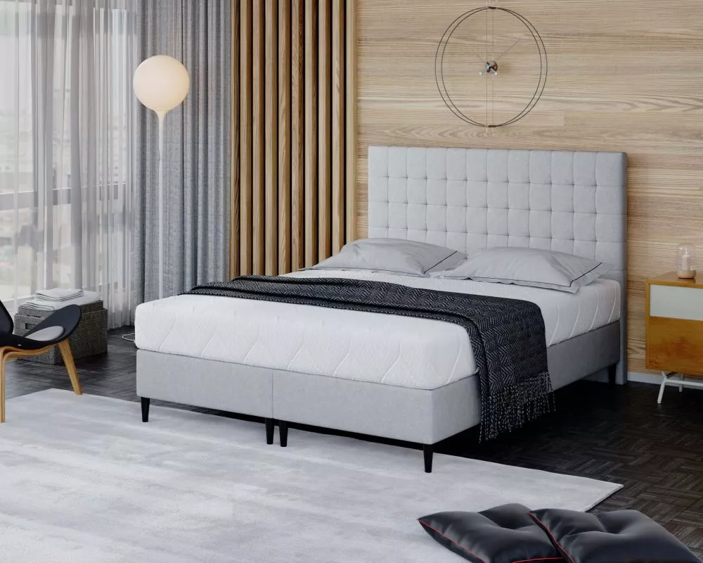 Gulta Quadro Silver standard Guļamvietas platums: 140 cm, Guļamvietas garums: 200 cm, · Gaiši pelēks · 142 × 207 × 123 c