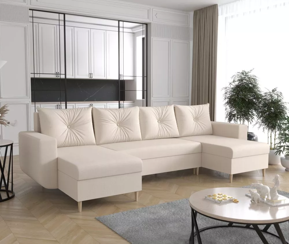 Dīvāns Delfin U Standard · Krēma · 145 × 310 × 85 cm