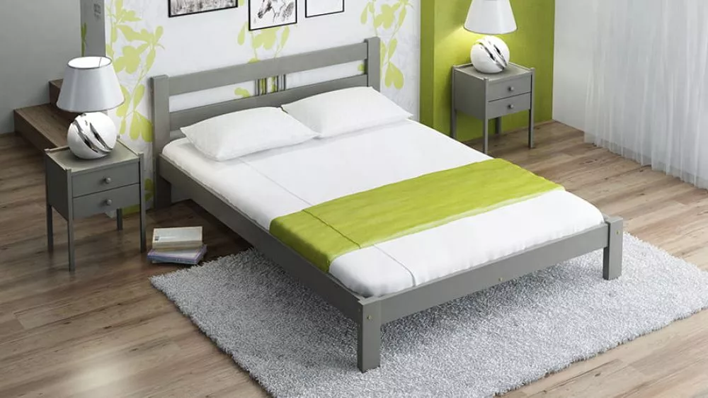 Gulta Nikola ar stelāžu Guļamvietas platums: 140 cm, Guļamvietas garums: 200 cm, · Pelēks · 150 × 208 × 71 cm