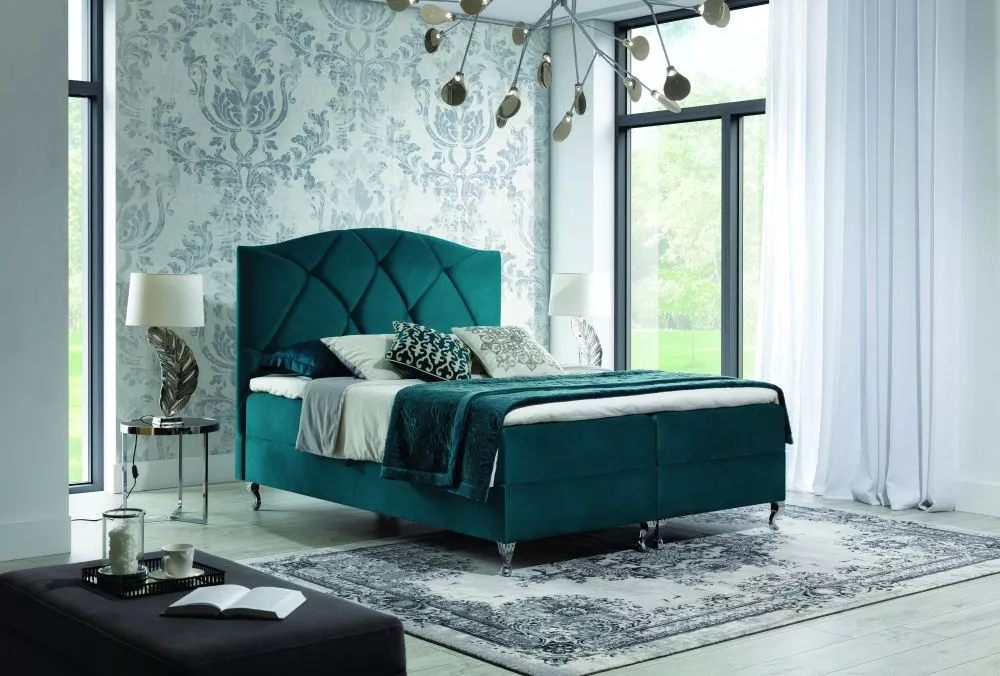 Gulta Brando Boxspring Premium Standard Guļamvietas platums: 140 cm, Guļamvietas garums: 200 cm, · tumšs tirkīzs · 150 ×