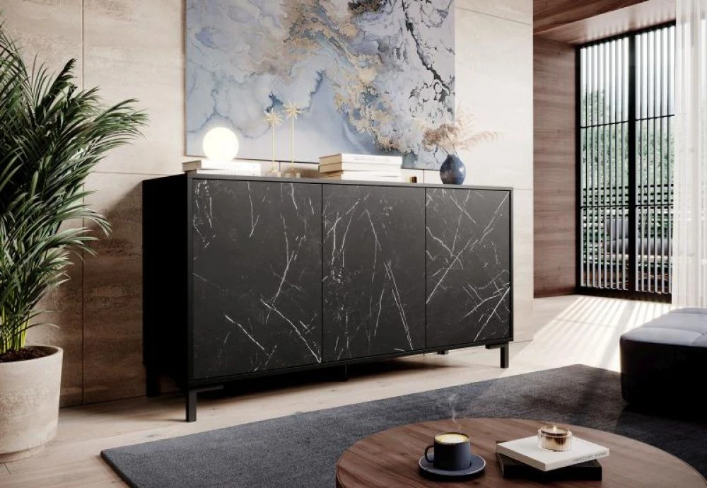 Kumode Marmo 3D 150 · Melns · 150 × 45 × 80.5 cm