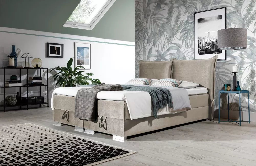Gulta Kacper 5 Boxspring Standard Guļamvietas platums: 140 cm, Guļamvietas garums: 200 cm, · Krēma · 160 × 212 × 109 cm