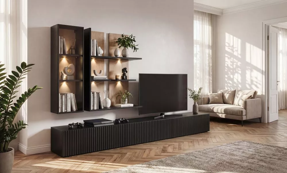 Sekcija Soul ar LED Korpusa krāsa: melns, · 300 × 45 × 160 cm