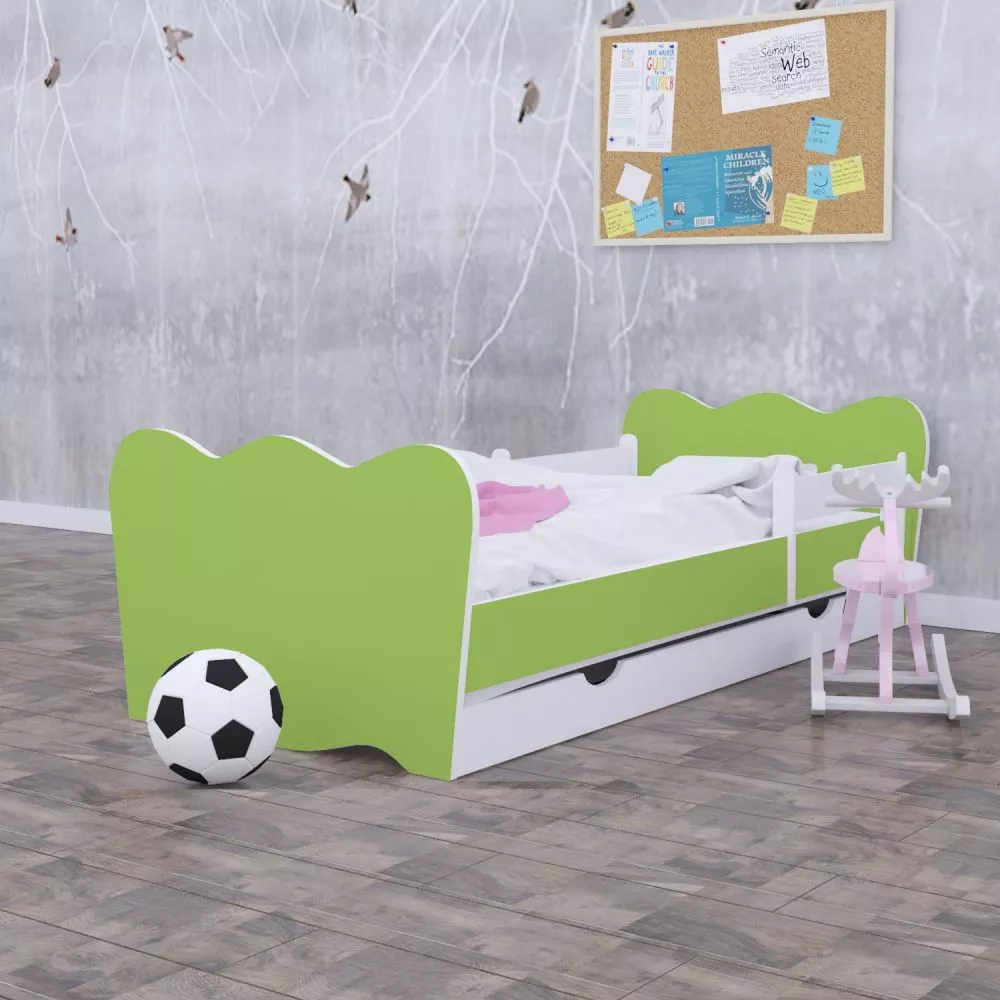 Bērnu gulta Classic L08 190x90 ar stelāžu Guļamvietas platums: 90 cm, Guļamvietas garums: 190 cm, · Zaļš · 102 × 194 × 7