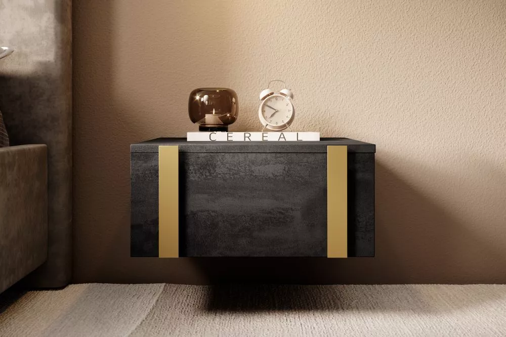 Naktsgaldiņš Verica SN50 1SZ W Gold Set · Melns · 50 × 45 × 23 cm