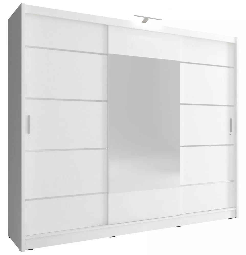 Skapis Wiki 250 Alu ar LED · Balts · 250 × 62 × 214 cm