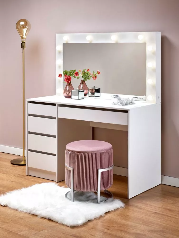 Kosmētikas galds Hollywood XL ar LED · Balts · 120 × 140 × 55 cm