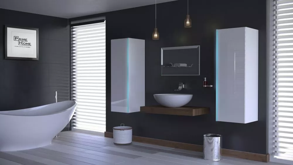 Vannas istabas komplekts Alius 10 ar LED · Balts · 110 × 30 cm